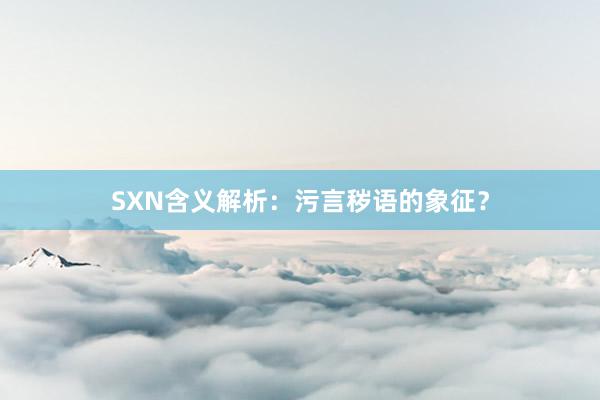 SXN含义解析：污言秽语的象征？